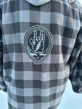 Load image into Gallery viewer, Sz XXL Touch of Grey plaid quilted flannel jacket with sherpa lining