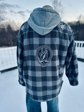 Load image into Gallery viewer, Sz XXL Touch of Grey plaid quilted flannel jacket with sherpa lining
