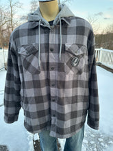 Load image into Gallery viewer, Sz XXL Touch of Grey plaid quilted flannel jacket with sherpa lining