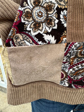 Load image into Gallery viewer, Sz L patchwork corduroy pullover hoodie