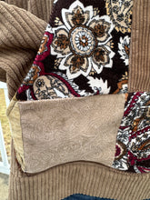 Load image into Gallery viewer, Sz L patchwork corduroy pullover hoodie