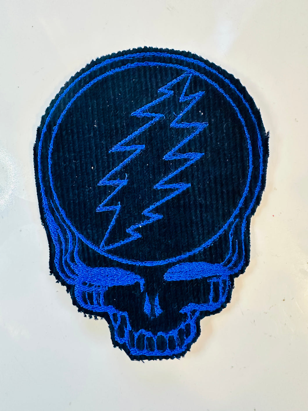 Dark blue corduroy stealie patch