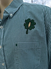 Load image into Gallery viewer, Sz XL Steal Your Luck plaid button down oxford with custom embroidery

