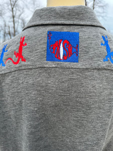 Sz XXL embroidered Lizards  shirt
