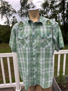 Sz XXL Men’s embroidered Alligator pearl snap