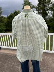 4XL Green plaid embroidered Terrapin button down
