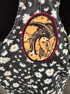 Sz XL Red Daisy denim overall dress