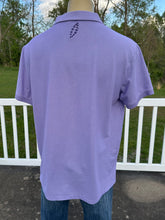 Load image into Gallery viewer, Sz XL purple embroidered Bertha polo
