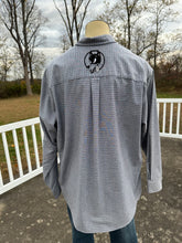 Load image into Gallery viewer, Sz 2XL Black and grey embroidered button down
