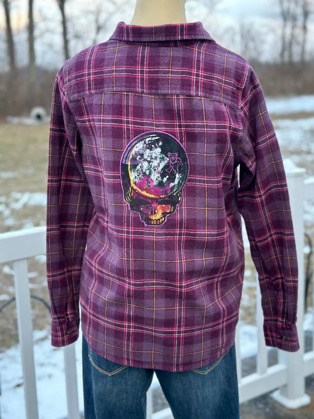 Women’s Sz M Space Your Face flannel