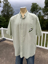 Load image into Gallery viewer, 4XL Green plaid embroidered Terrapin button down
