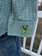 Load image into Gallery viewer, Sz XL Steal Your Luck plaid button down oxford with custom embroidery
