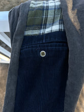 Load image into Gallery viewer, Side panel corduroy patchwork pants with custom appliqués
