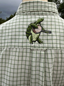 4XL Green plaid embroidered Terrapin button down