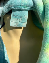 Load image into Gallery viewer, Sz S tie dyed pullover fleece hoodie with neon bear embroidery
