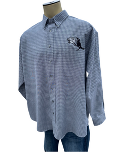 Sz 2XL Black and grey embroidered button down