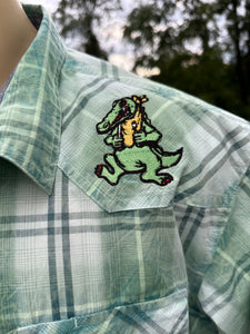 Sz XXL Men’s embroidered Alligator pearl snap