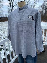 Load image into Gallery viewer, Sz 2XL Black and grey embroidered button down
