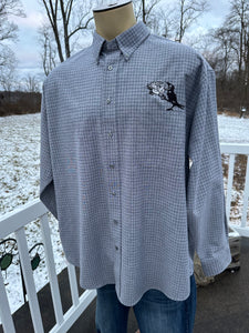 Sz 2XL Black and grey embroidered button down