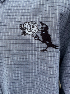 Sz 2XL Black and grey embroidered button down