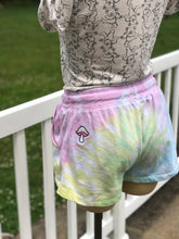 Load image into Gallery viewer, Sz M tie dyed embroidered mushroom shorts

