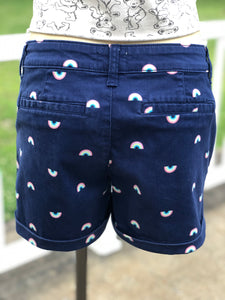 Women’s Sz 5 rainbow peace sign shorts