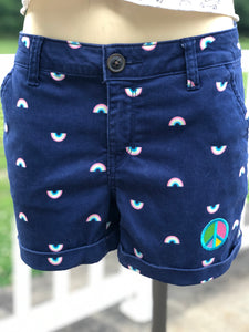 Women’s Sz 5 rainbow peace sign shorts