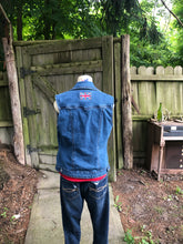 Load image into Gallery viewer, Rolling Stones upcycled Rock n Roll embroidered vest - women&#39;s Sz L

