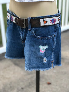 Sz 9  embroidered denim shorts