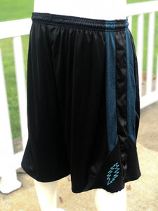 Sz XXL Black and teal blue bolt shorts