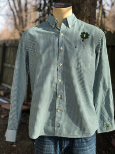 Sz L Lucky Lightning embroidered button up shirt