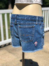 Load image into Gallery viewer, Sz 9  embroidered denim shorts
