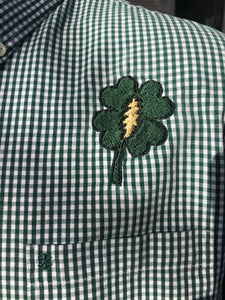 Sz L Lucky Lightning embroidered button up shirt