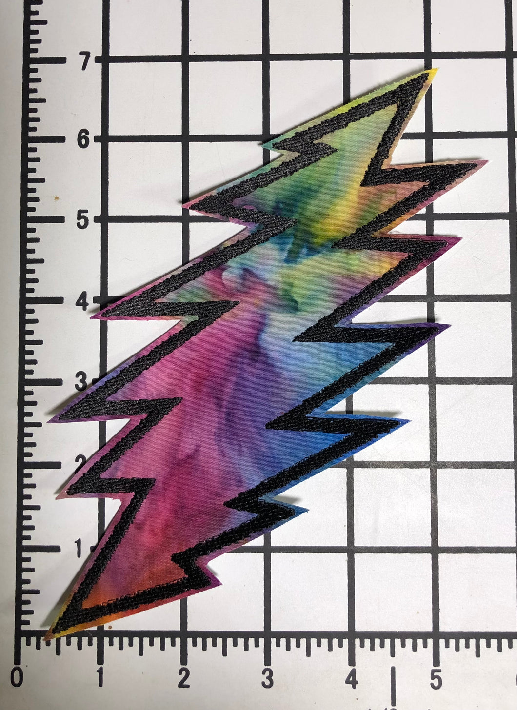 Tie dyed 5”X7” bolt patch