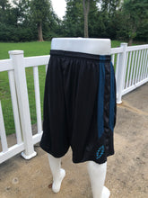 Load image into Gallery viewer, Sz XXL Black and teal blue bolt shorts
