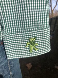 Sz L Lucky Lightning embroidered button up shirt