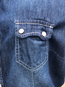 Sz Small embroidered denim bear pearl snap