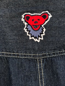 Sz Small embroidered denim bear pearl snap